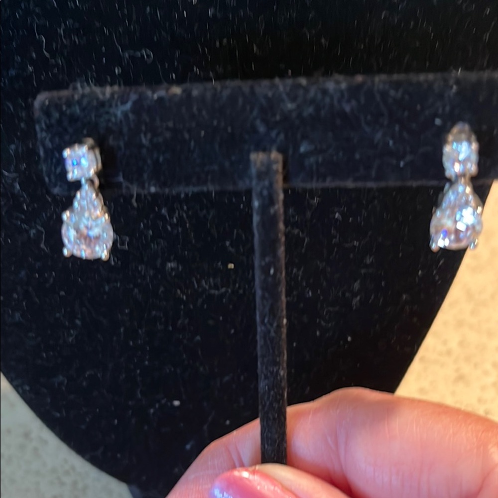 Elegant Silver CZ Teardrop Earrings